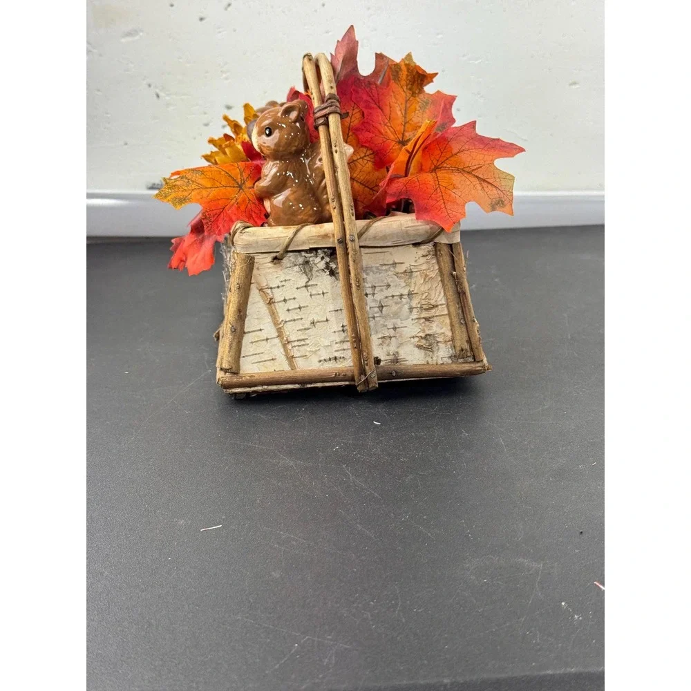 Woodland Fall Centerpiece with Fall Foliage, Flowers,‎ and Squirrels